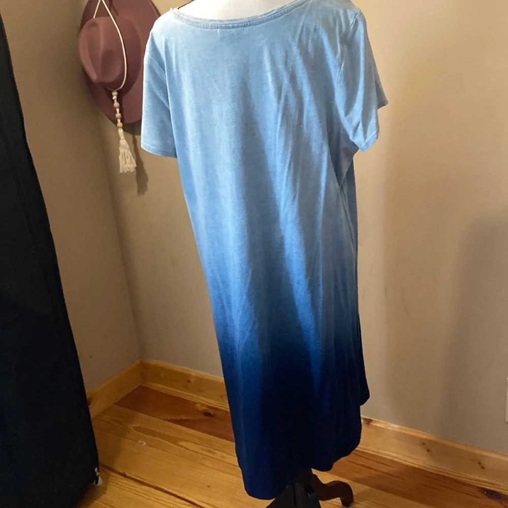 Pure Jill Blue Ombre Women's T-Shirt Dress size L - Picture 5 of 6